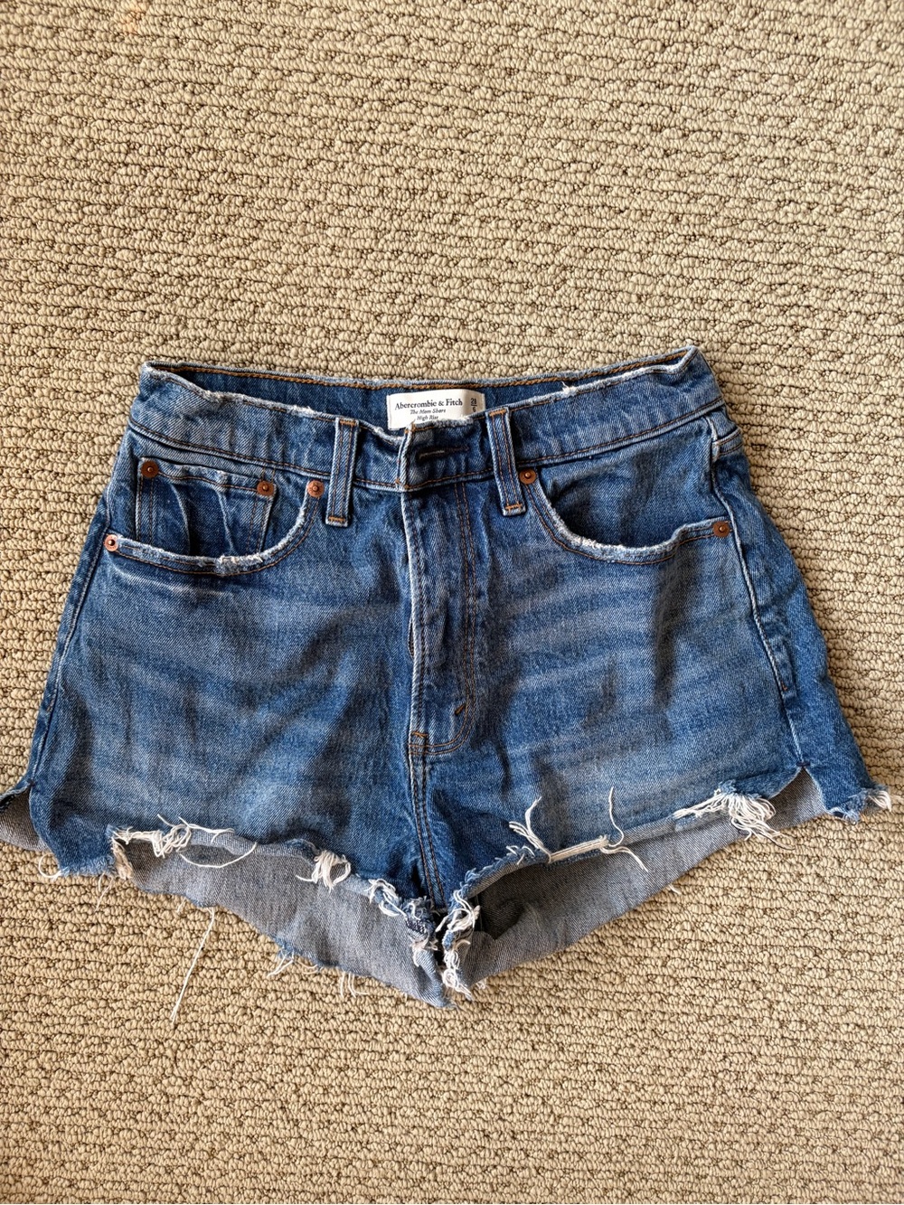Abercrombie & Fitch Blue Distressed High-Rise Denim Cutoff Shorts